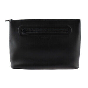 LOUIS VUITTON Black Leather Clutch Bag